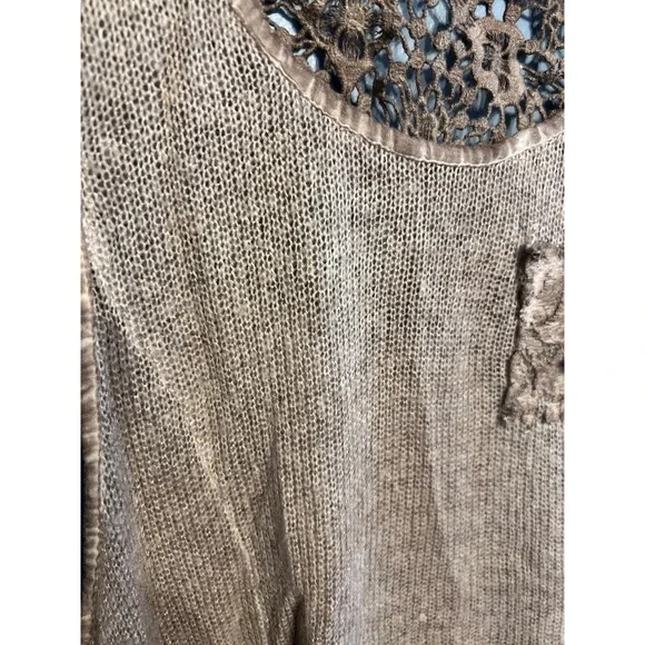 Fantazia Light Brown Asymmetrical Tank Top Crochet Boho Whimsical Festival SZ LG - Picture 2 of 8
